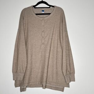 Old Navy Long Sleeve Oversized Boyfriend Henley Ribbed Knit Women's Size Large